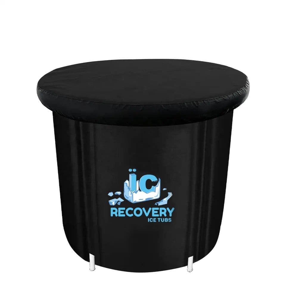 Ice tub with weather-resistant cover, perfect for cold plunge therapy and muscle recovery.